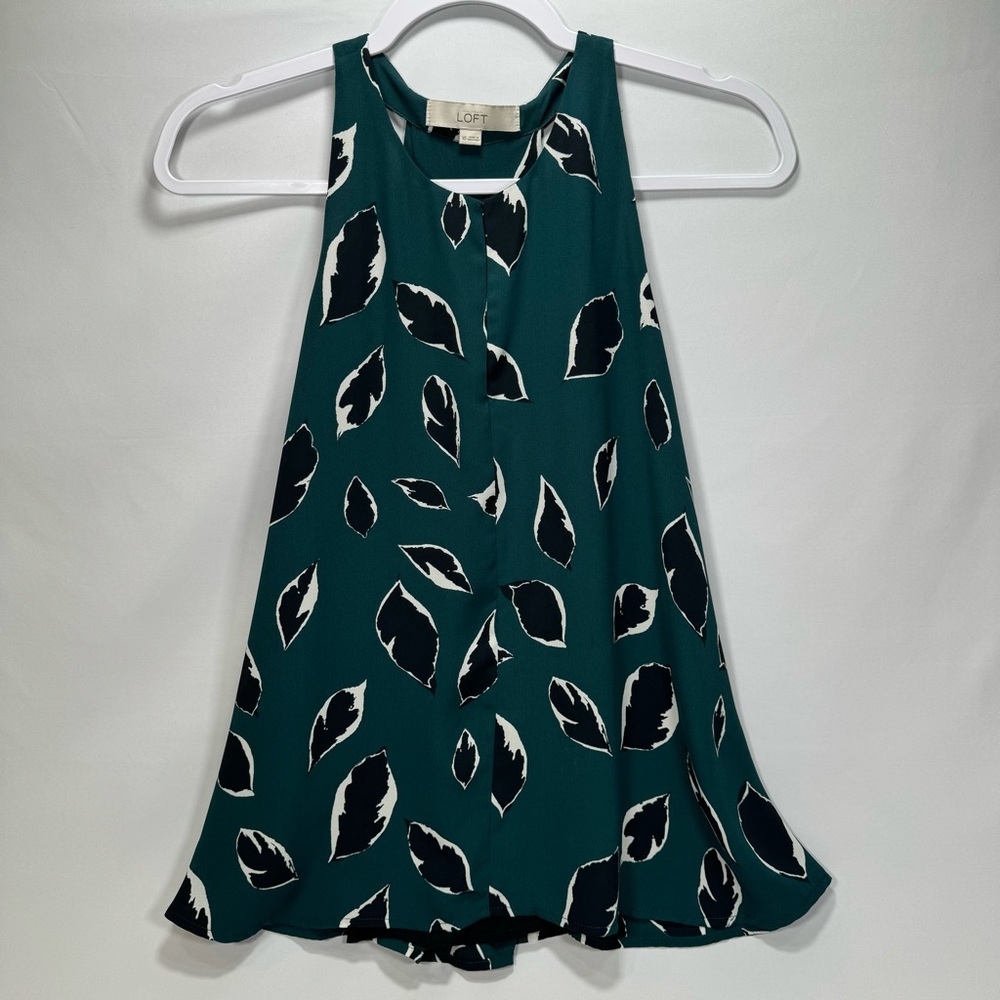 Ann Taylor Loft Women's Sleeveless Blouse Leaf Print XS Leaf Print Tank Shirt